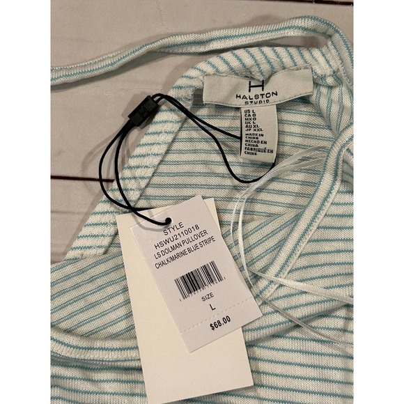 Halston Long Sleeve Striped Dolman Pullover Size Large - Picture 3 of 6